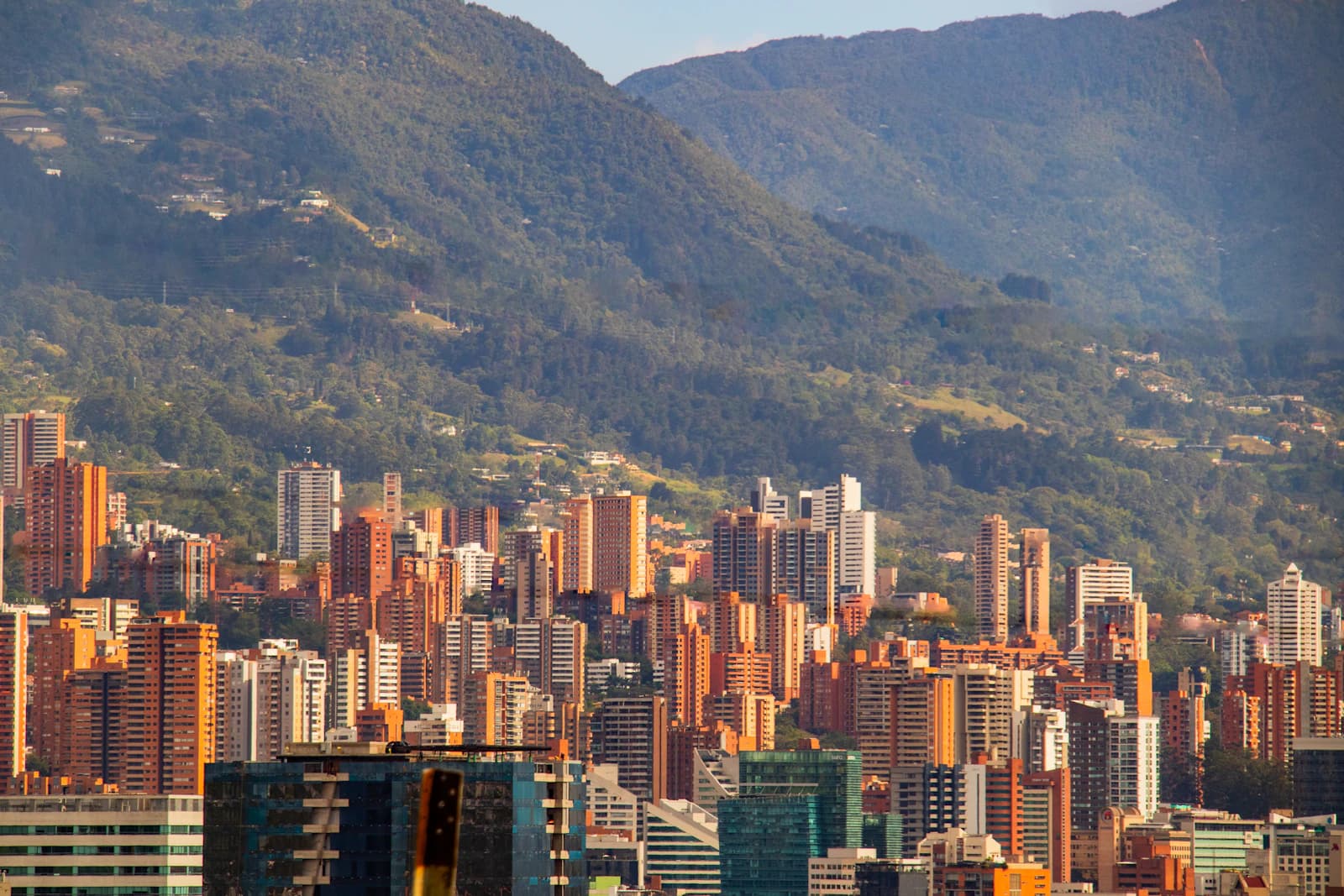 Medellín, Colombia skyline with its mountains