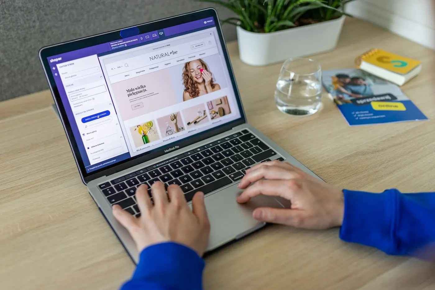 Person browsing an online store on a laptop