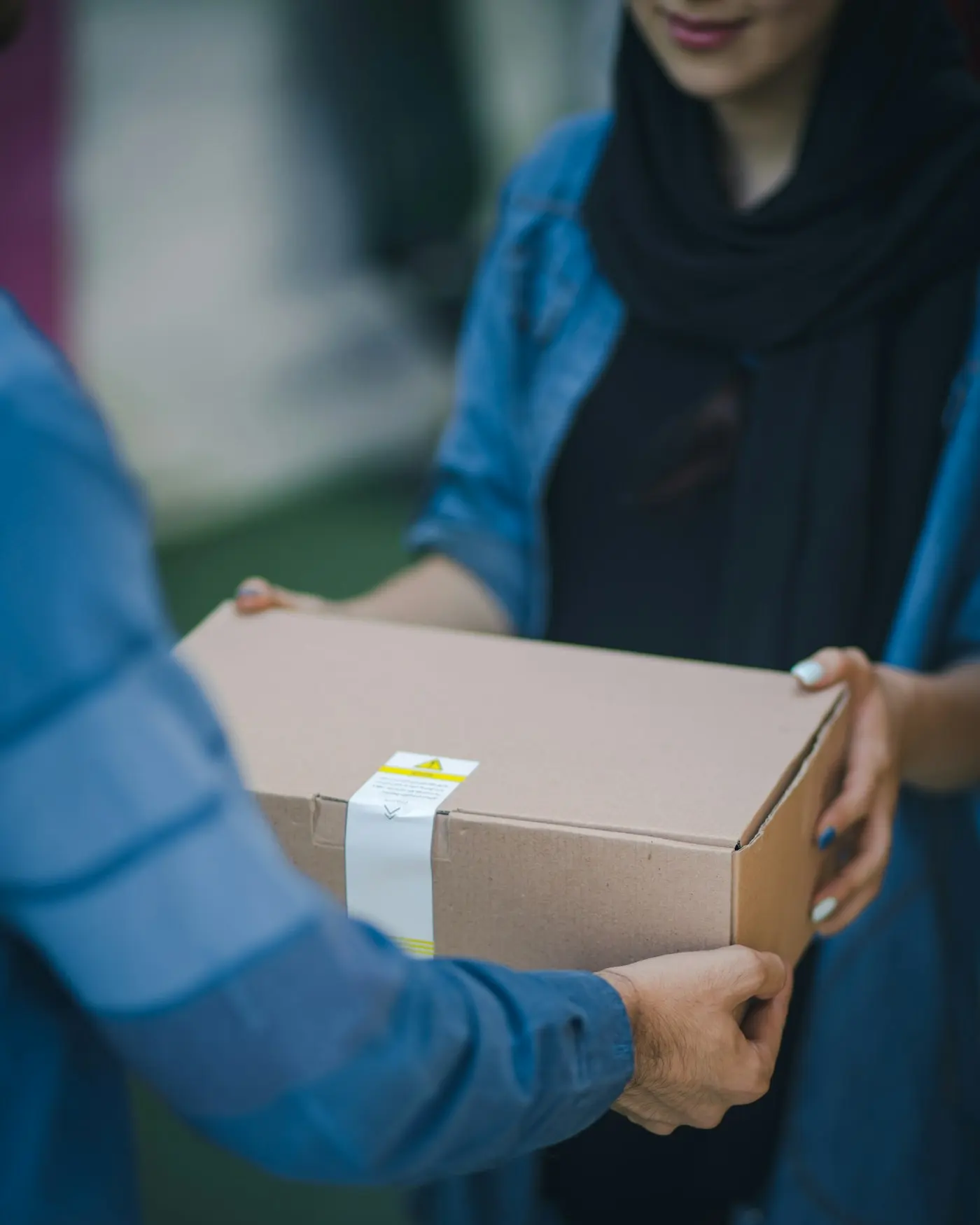 Person delivering a package