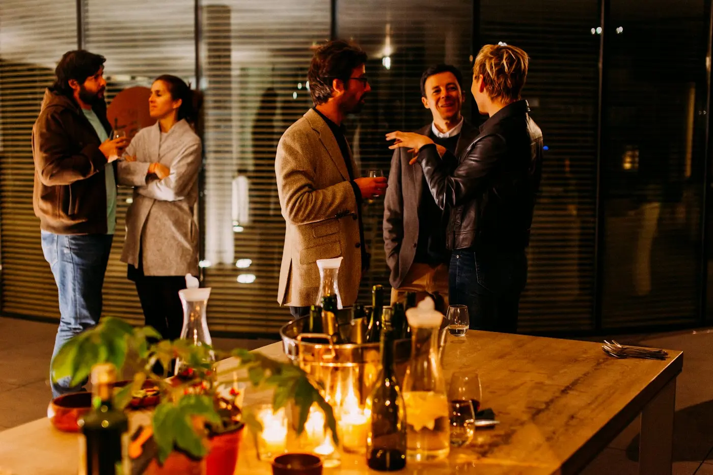 People talking at a networking event