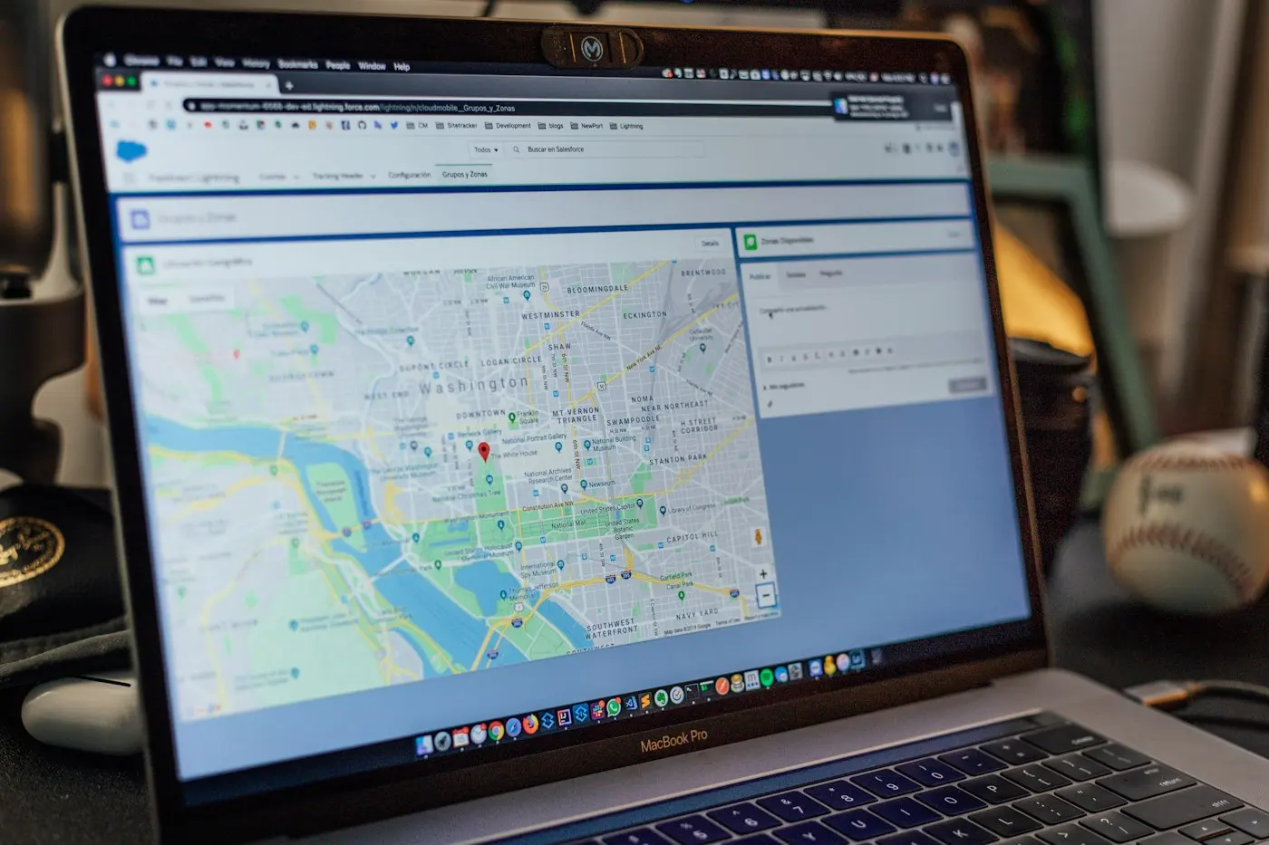 Laptop with a city map on screen